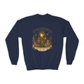 Youth Girls Mushroom Forager Crewneck Sweatshirt – Cute Woodland Kids Pullover