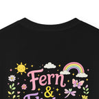 Kids Tee - "Fern & Flicker" Camping Nature Graphic Tee for Girls (Pastel Adventure, Deer & Campfire)