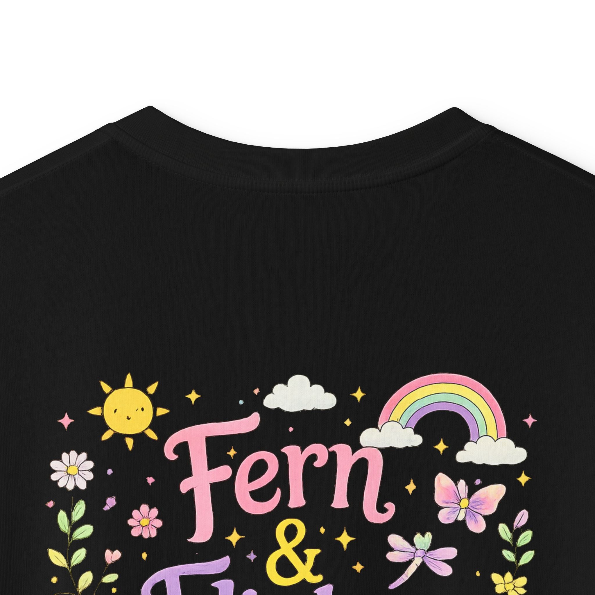Kids Tee - "Fern & Flicker" Camping Nature Graphic Tee for Girls (Pastel Adventure, Deer & Campfire)