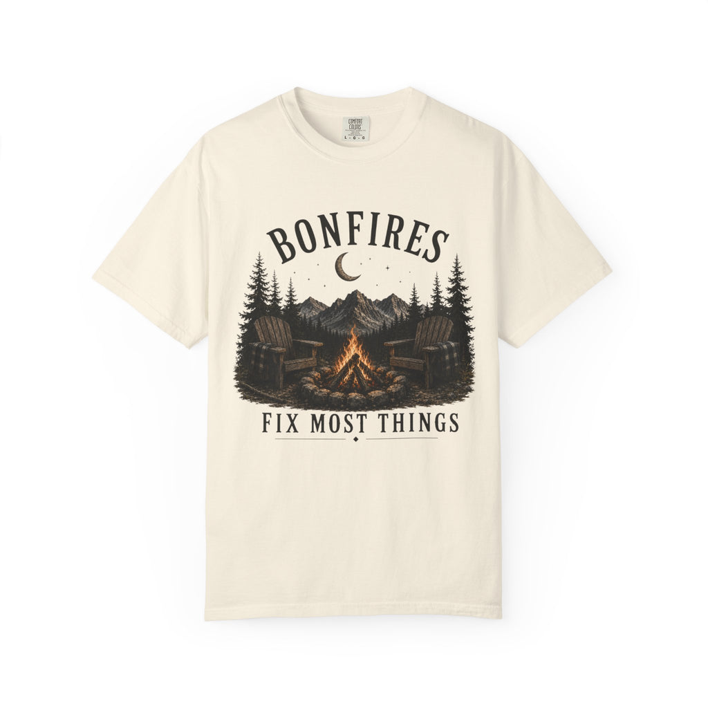 Bonfires Fix Most Things Cozy Unisex Fall Tee