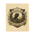 Velveteen Plush Blanket — "Raised by Wildflowers" Floral Silhouette Throw
