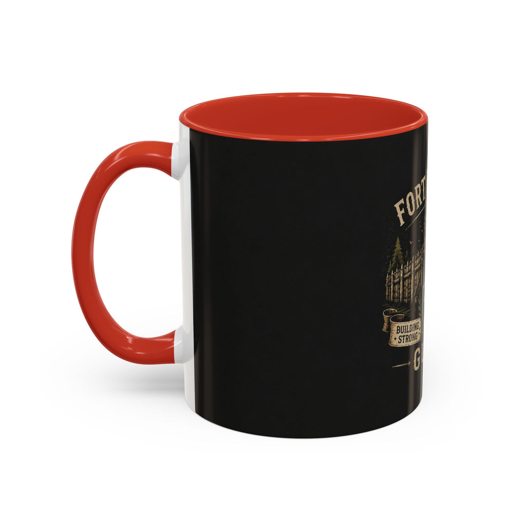 Fort Builders Guild Coffee Mug — Rustic Gamer Fort-Building Design (11oz)