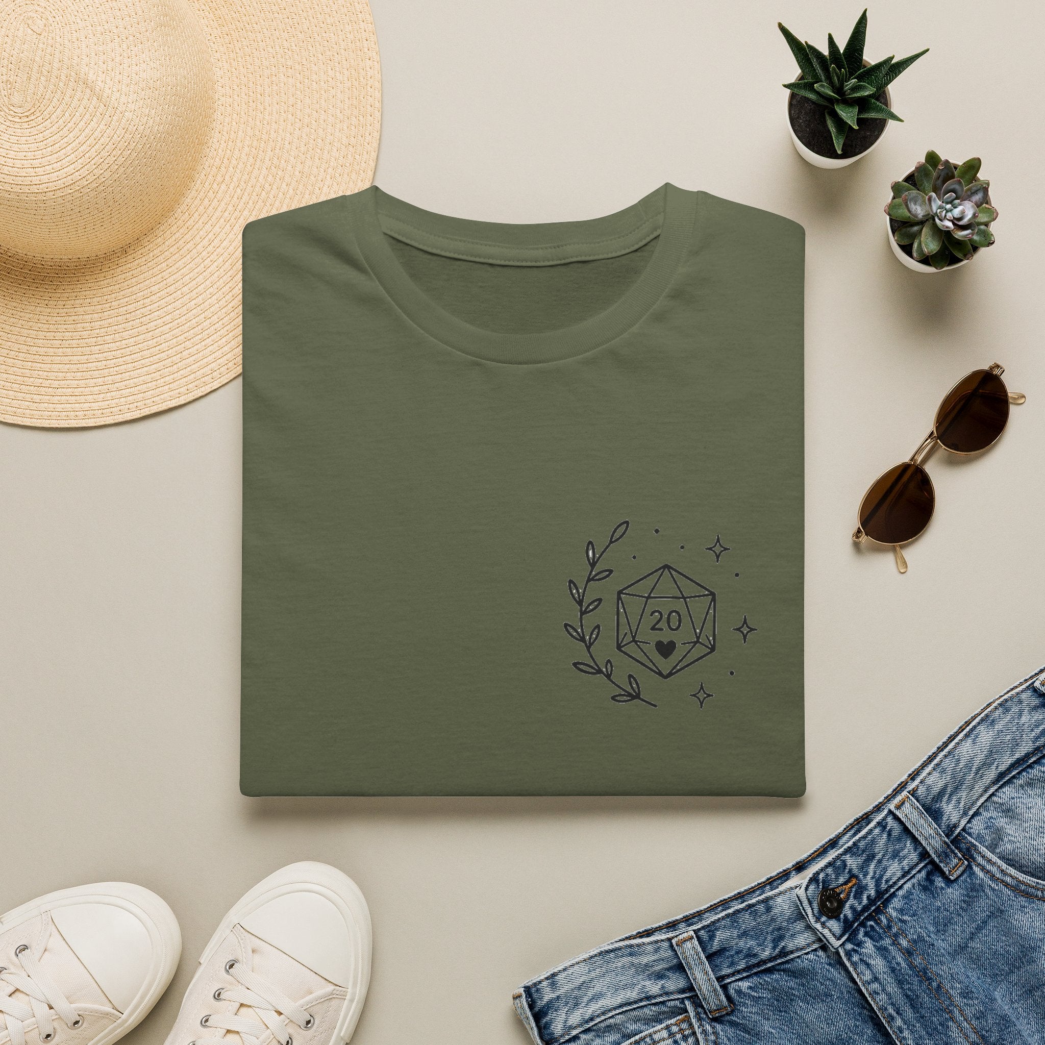D20 Minimalist Dice T-Shirt — Comfy Nerdy Moms Club Graphic Tee