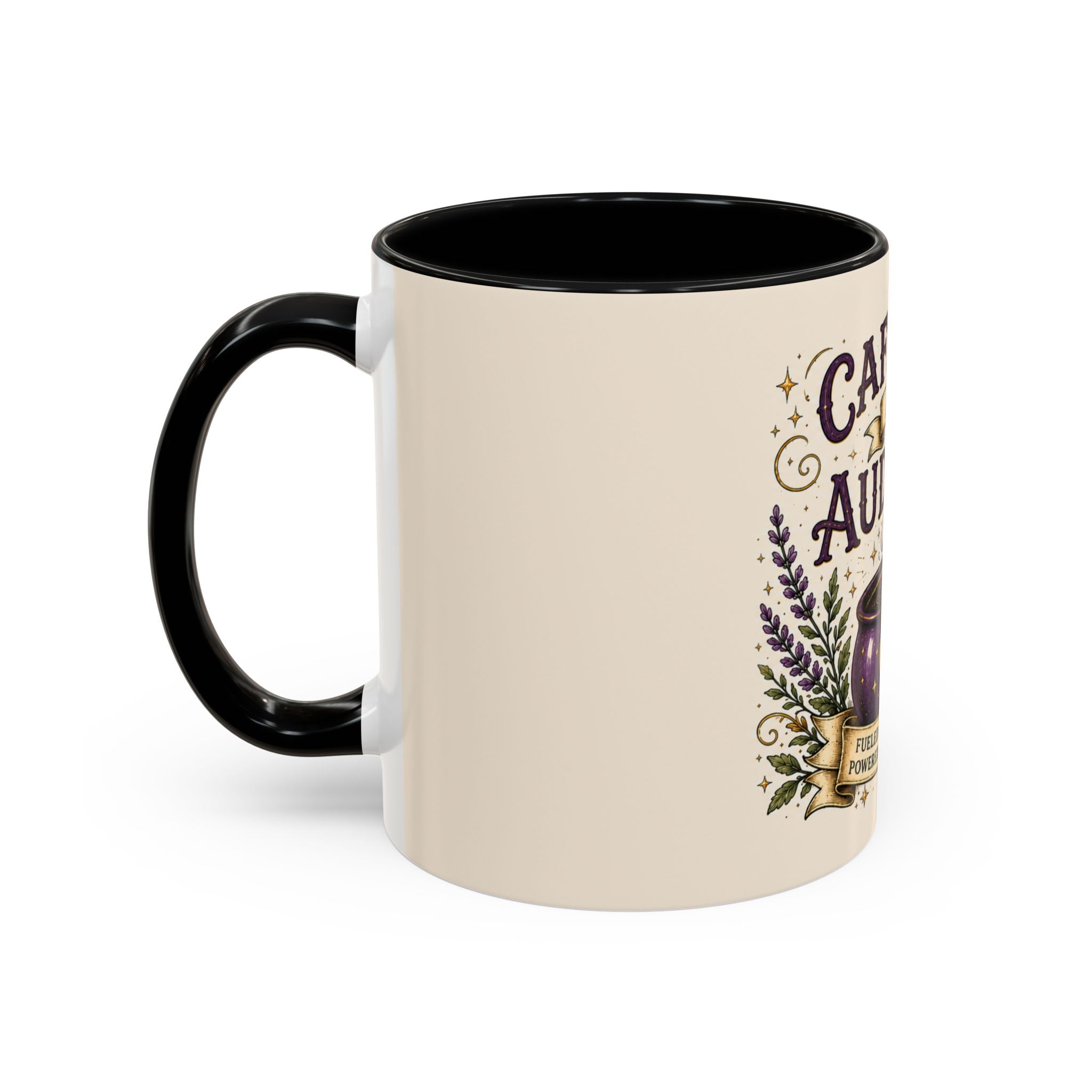 Caffeine and Audacity Coffee Mug — 11/15oz Accent Ceramic Mug (witchy, floral coffee design)