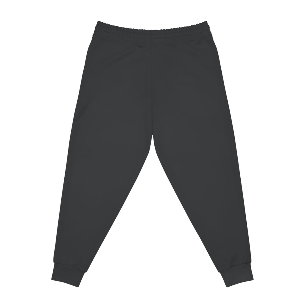 Fern & Flicker Joggers — Black Athletic Joggers with Purple Dragon Wing Plant Graphic
