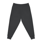 Fern & Flicker Joggers — Black Athletic Joggers with Purple Dragon Wing Plant Graphic