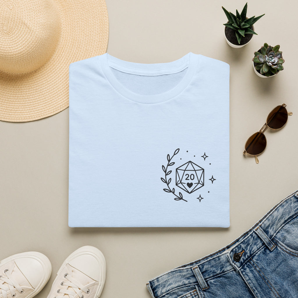 D20 Minimalist Dice T-Shirt — Comfy Nerdy Moms Club Graphic Tee