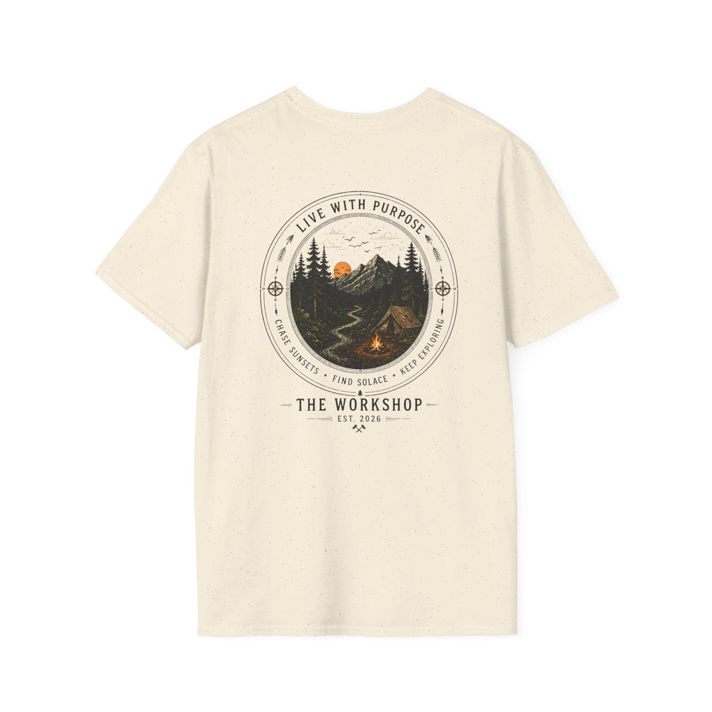 Live With Purpose Anvil T‑Shirt — 'The Workshop' Est. 2026 Rustic Tool Logo