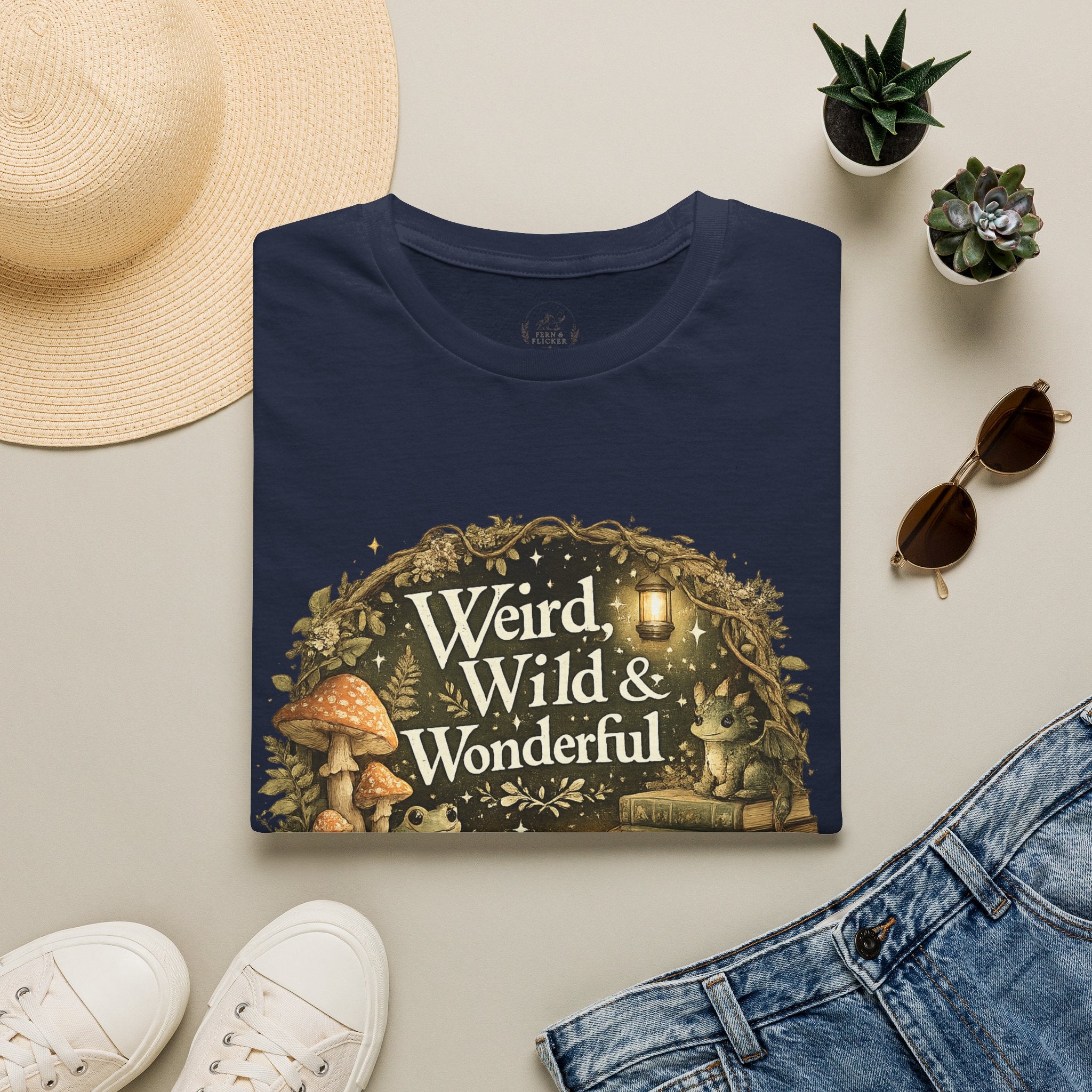 T-Shirt — "Weird, Wild & Wonderful" Cottagecore Mushroom Graphic