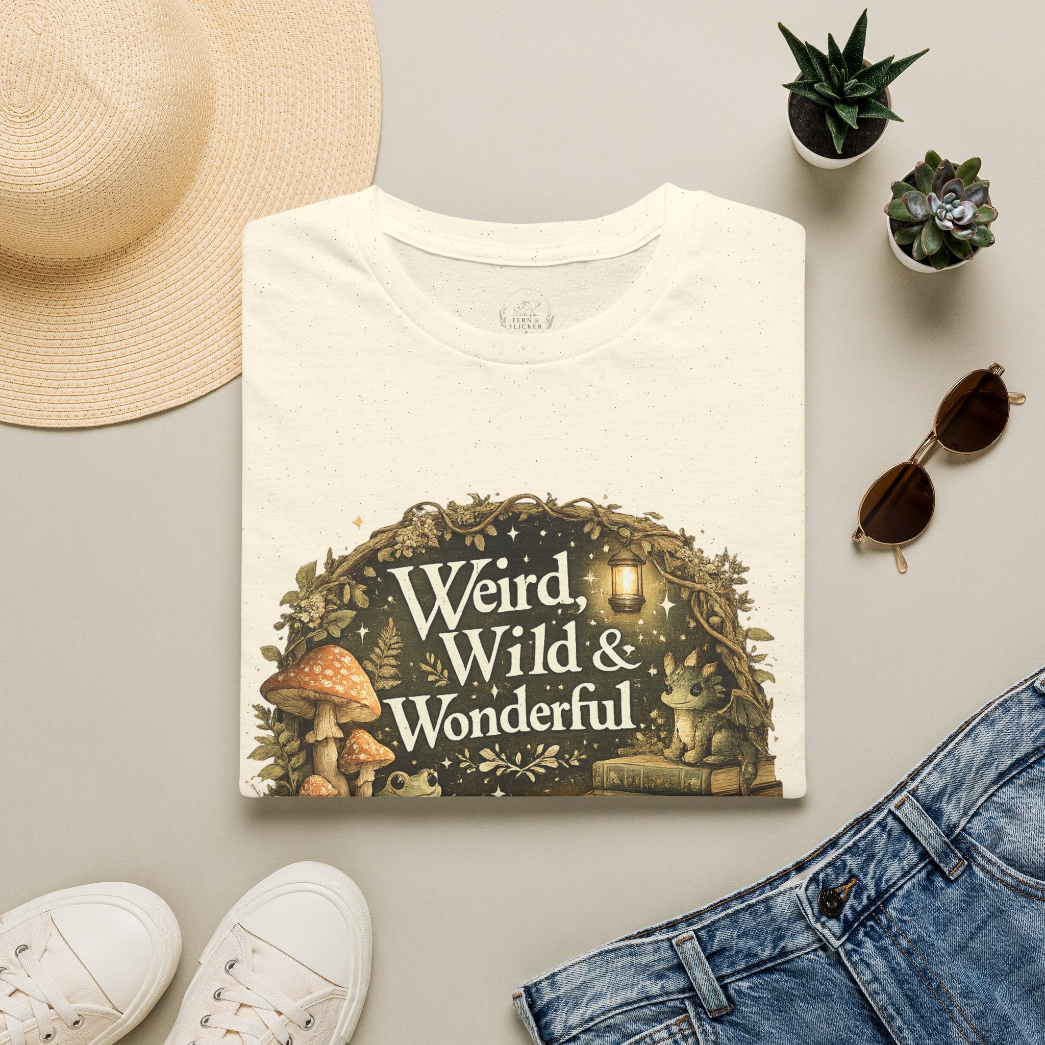 T-Shirt — "Weird, Wild & Wonderful" Cottagecore Mushroom Graphic