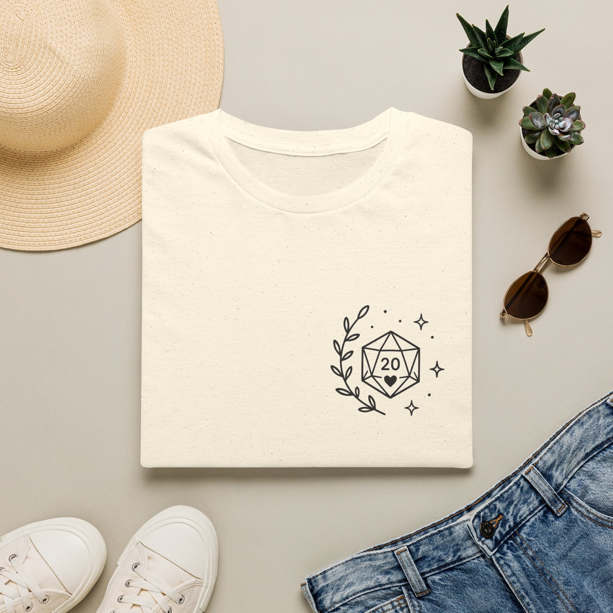 D20 Minimalist Dice T-Shirt — Comfy Nerdy Moms Club Graphic Tee