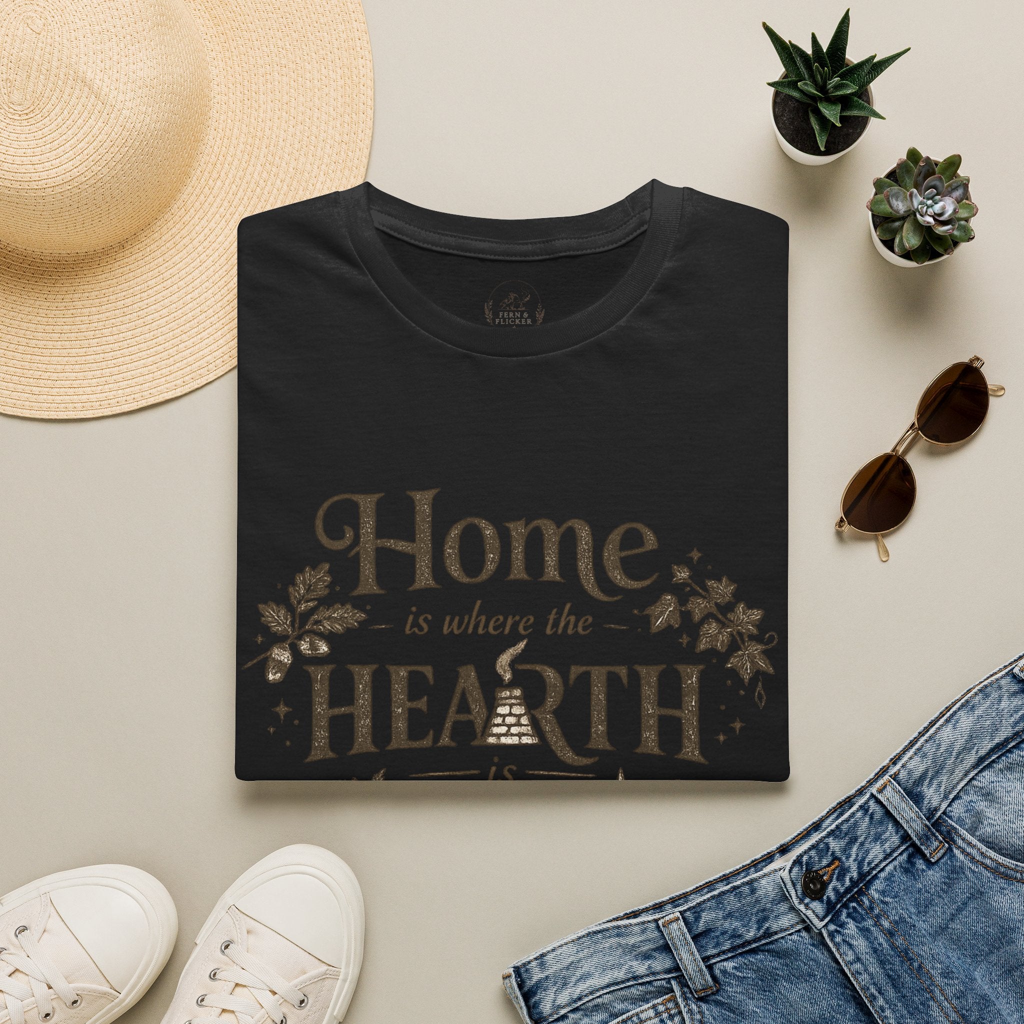 Hearth T-Shirt — "Home is Where the Hearth Is" Cozy Cottage Tee