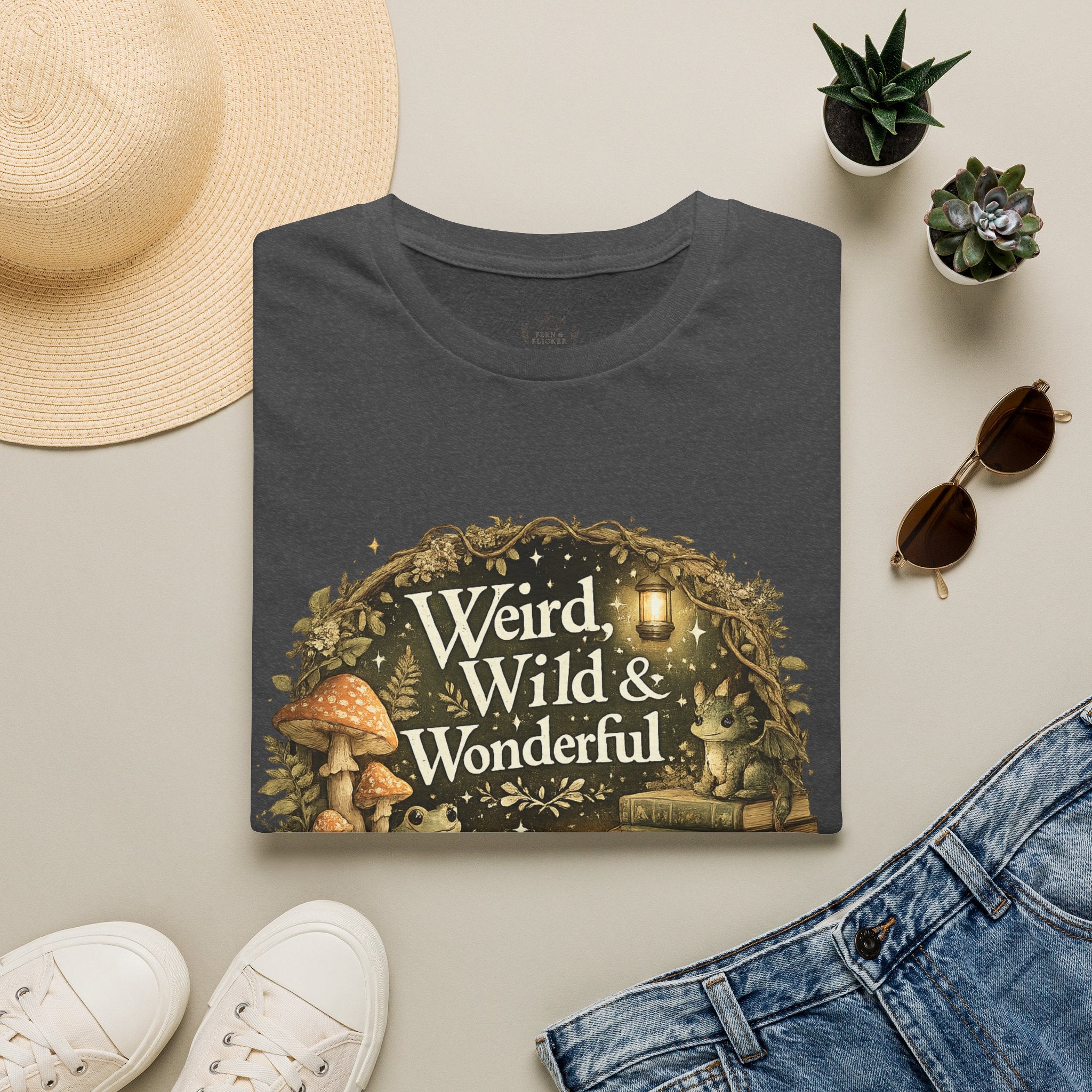 T-Shirt — "Weird, Wild & Wonderful" Cottagecore Mushroom Graphic