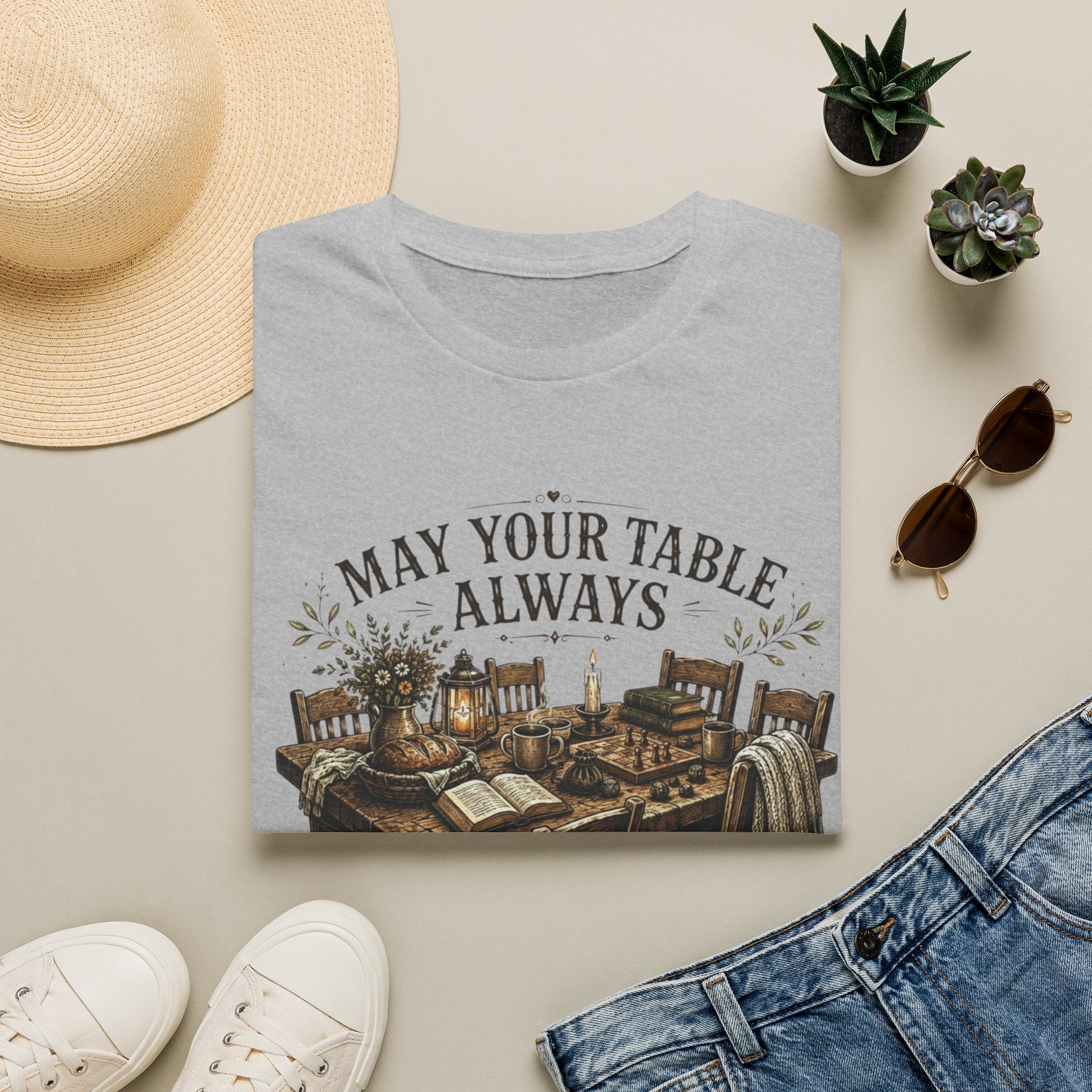 T-Shirt — "May Your Table Always Have Room For One More" Vintage Family Dinner Tee