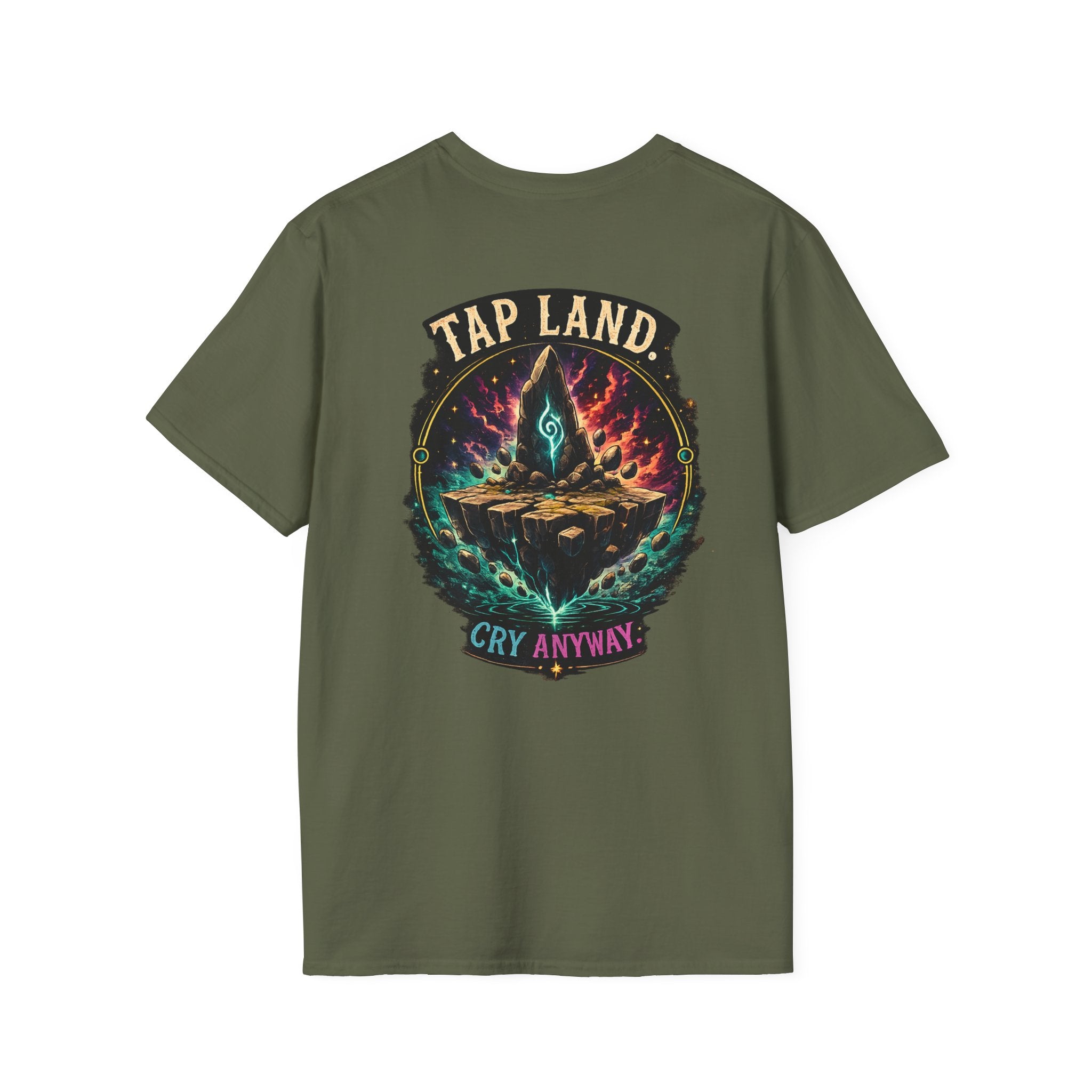 Tap Land and Cry Tee — Floating Island Colorful Graphic T-Shirt
