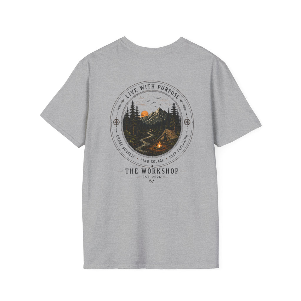 Live With Purpose Anvil T‑Shirt — 'The Workshop' Est. 2026 Rustic Tool Logo