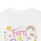 Kids Tee - "Fern & Flicker" Camping Nature Graphic Tee for Girls (Pastel Adventure, Deer & Campfire)