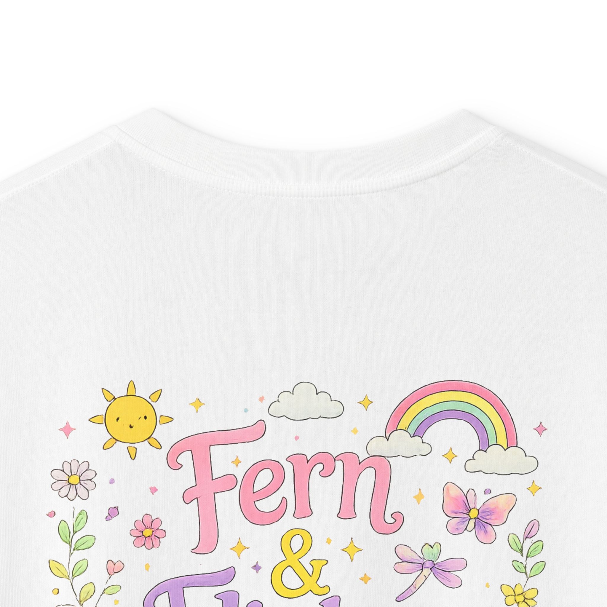 Kids Tee - "Fern & Flicker" Camping Nature Graphic Tee for Girls (Pastel Adventure, Deer & Campfire)