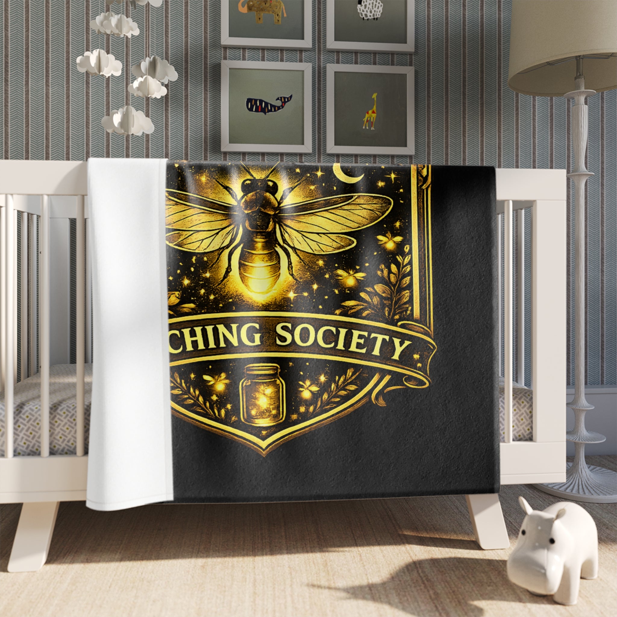 Official Firefly Catching Society Throw Blanket — Golden Insect Nightlight Design