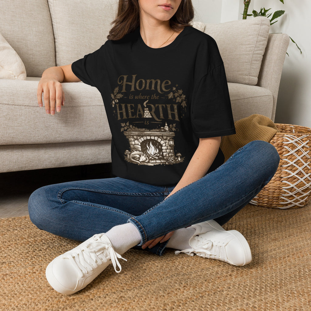 Hearth T-Shirt — "Home is Where the Hearth Is" Cozy Cottage Tee
