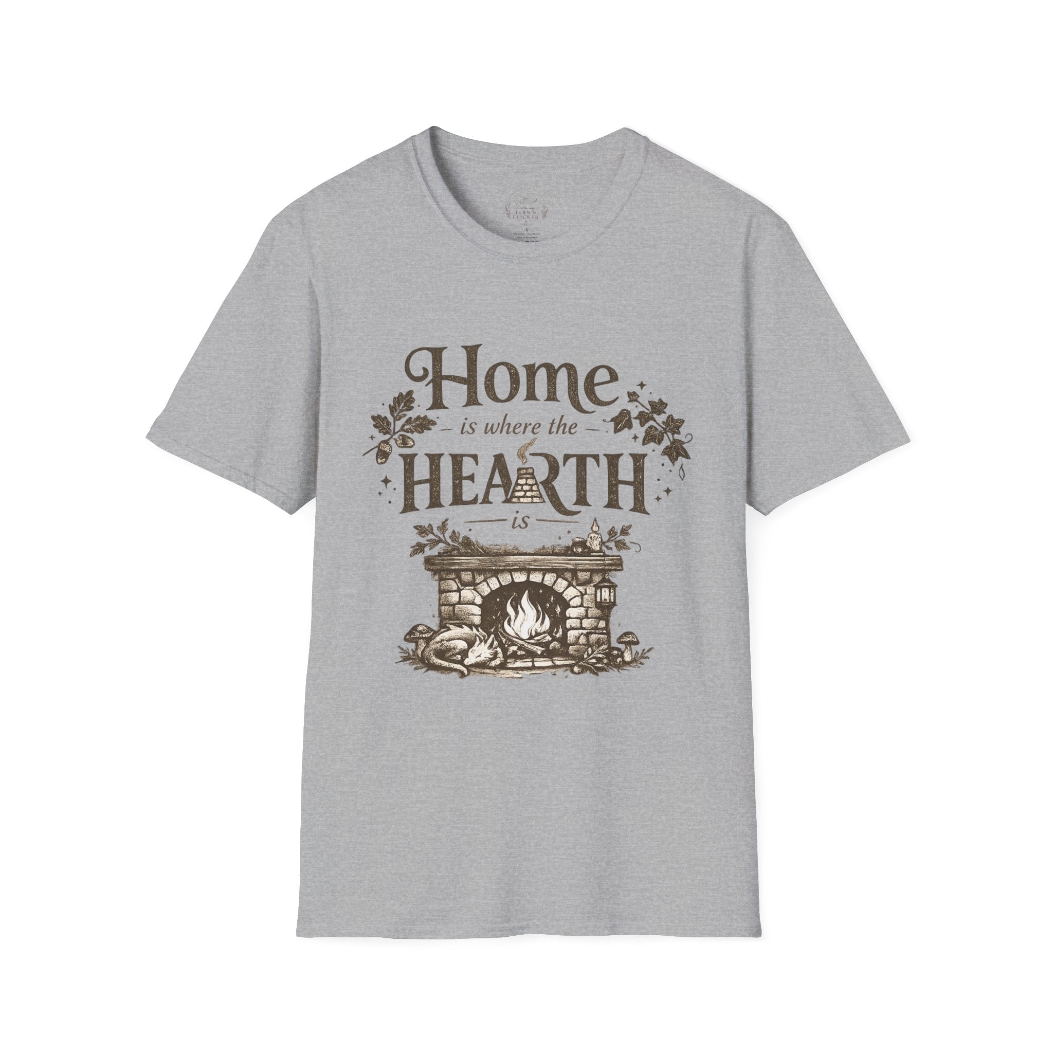 Hearth T-Shirt — "Home is Where the Hearth Is" Cozy Cottage Tee