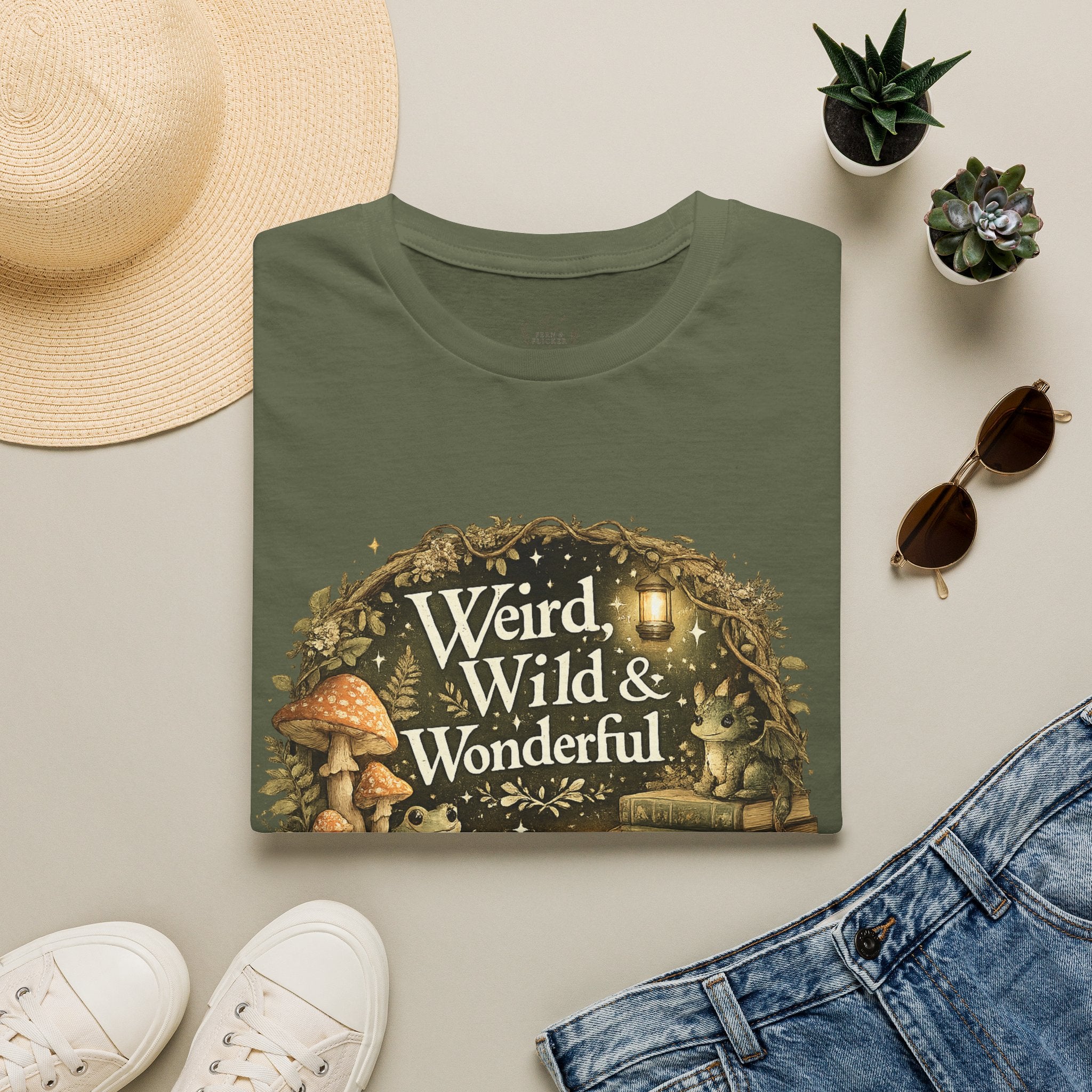 T-Shirt — "Weird, Wild & Wonderful" Cottagecore Mushroom Graphic