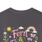 Kids Tee - "Fern & Flicker" Camping Nature Graphic Tee for Girls (Pastel Adventure, Deer & Campfire)