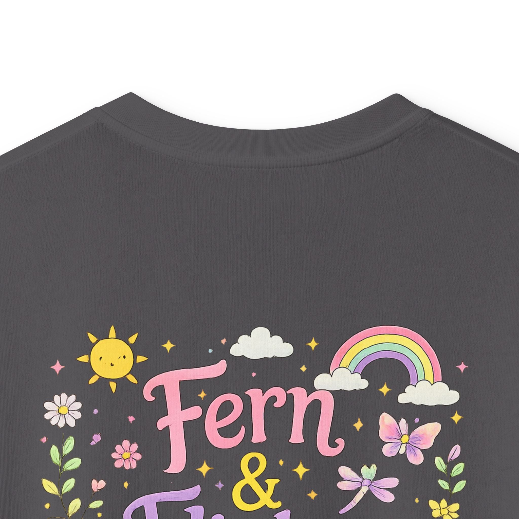 Kids Tee - "Fern & Flicker" Camping Nature Graphic Tee for Girls (Pastel Adventure, Deer & Campfire)