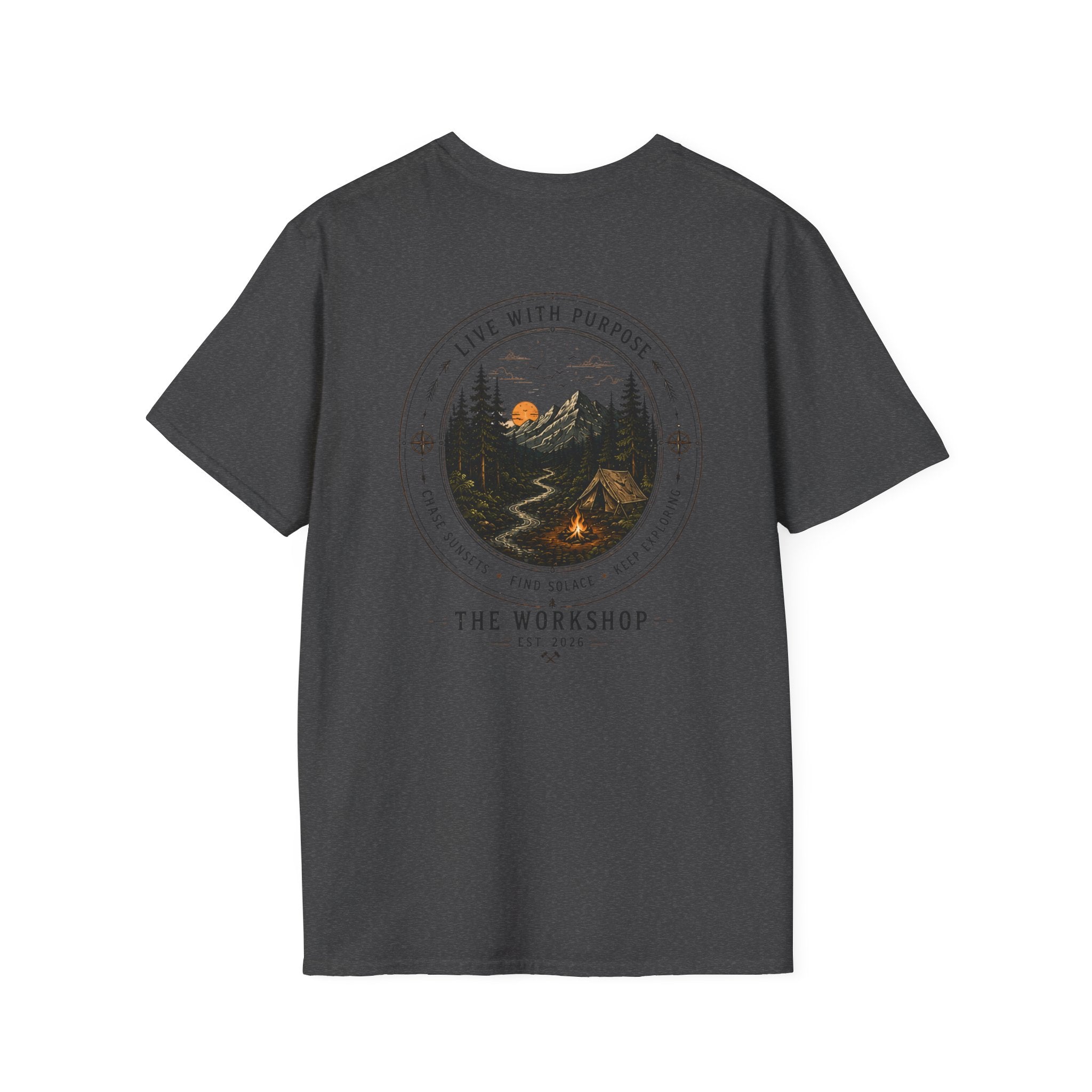 Live With Purpose Anvil T‑Shirt — 'The Workshop' Est. 2026 Rustic Tool Logo