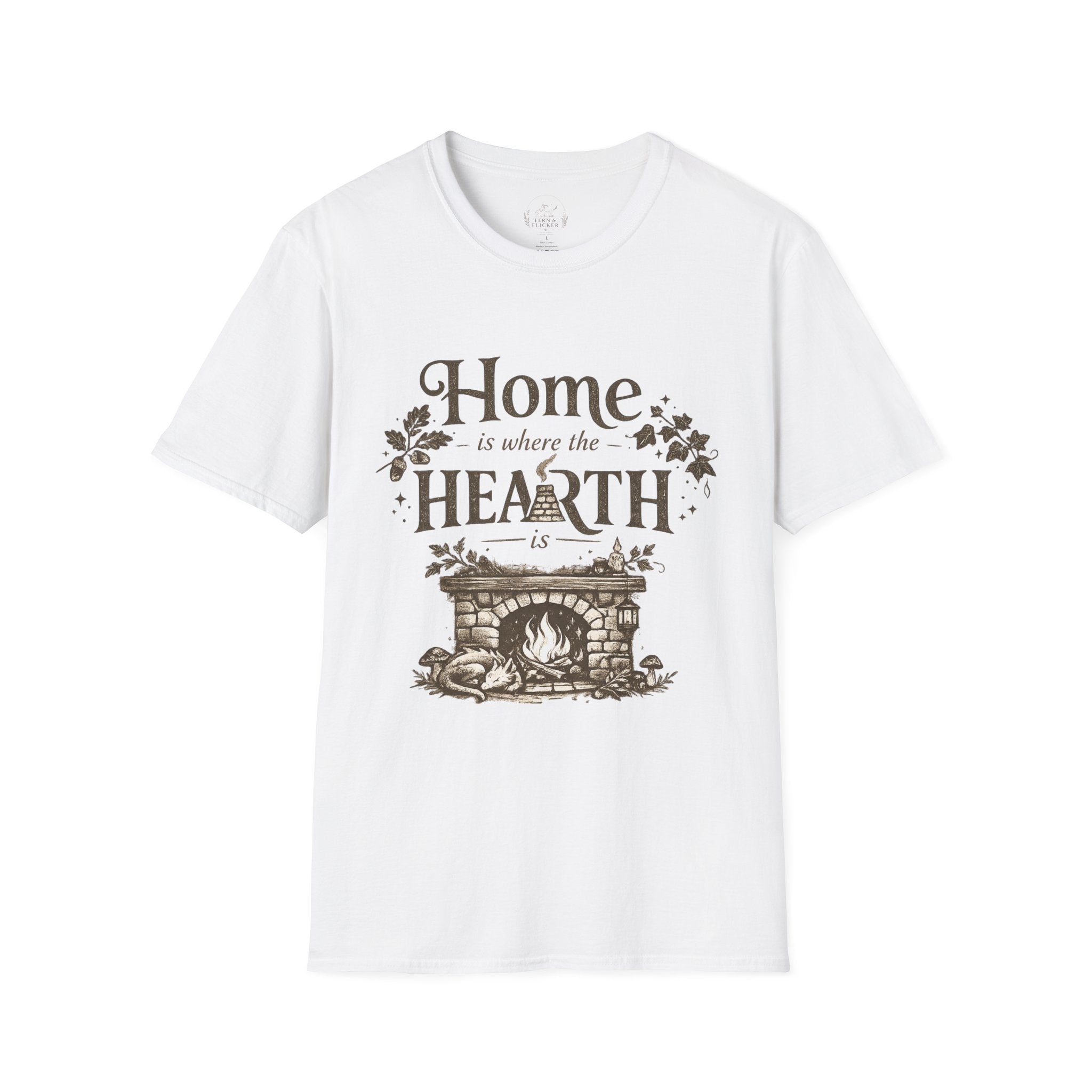 Hearth T-Shirt — "Home is Where the Hearth Is" Cozy Cottage Tee