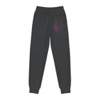 Youth Joggers with Purple Dragon & Fern Graphic — Kids Fantasy Athletic Pants
