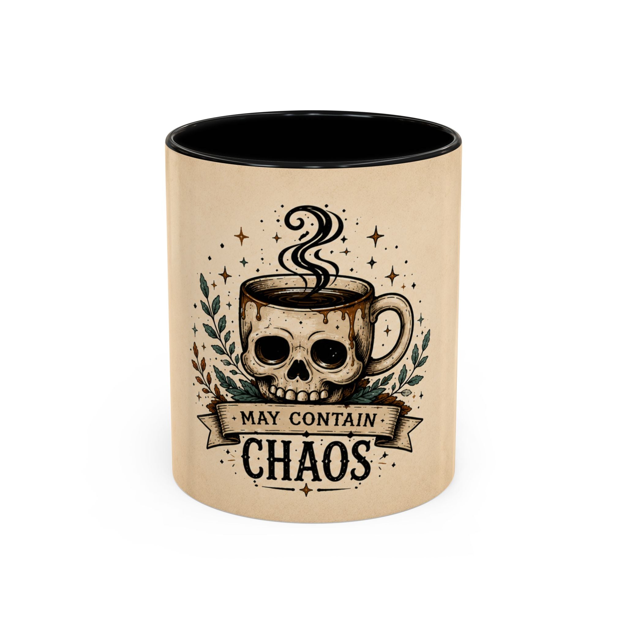 May Contain Chaos Coffee Mug — Skull Coffee Cup Accent