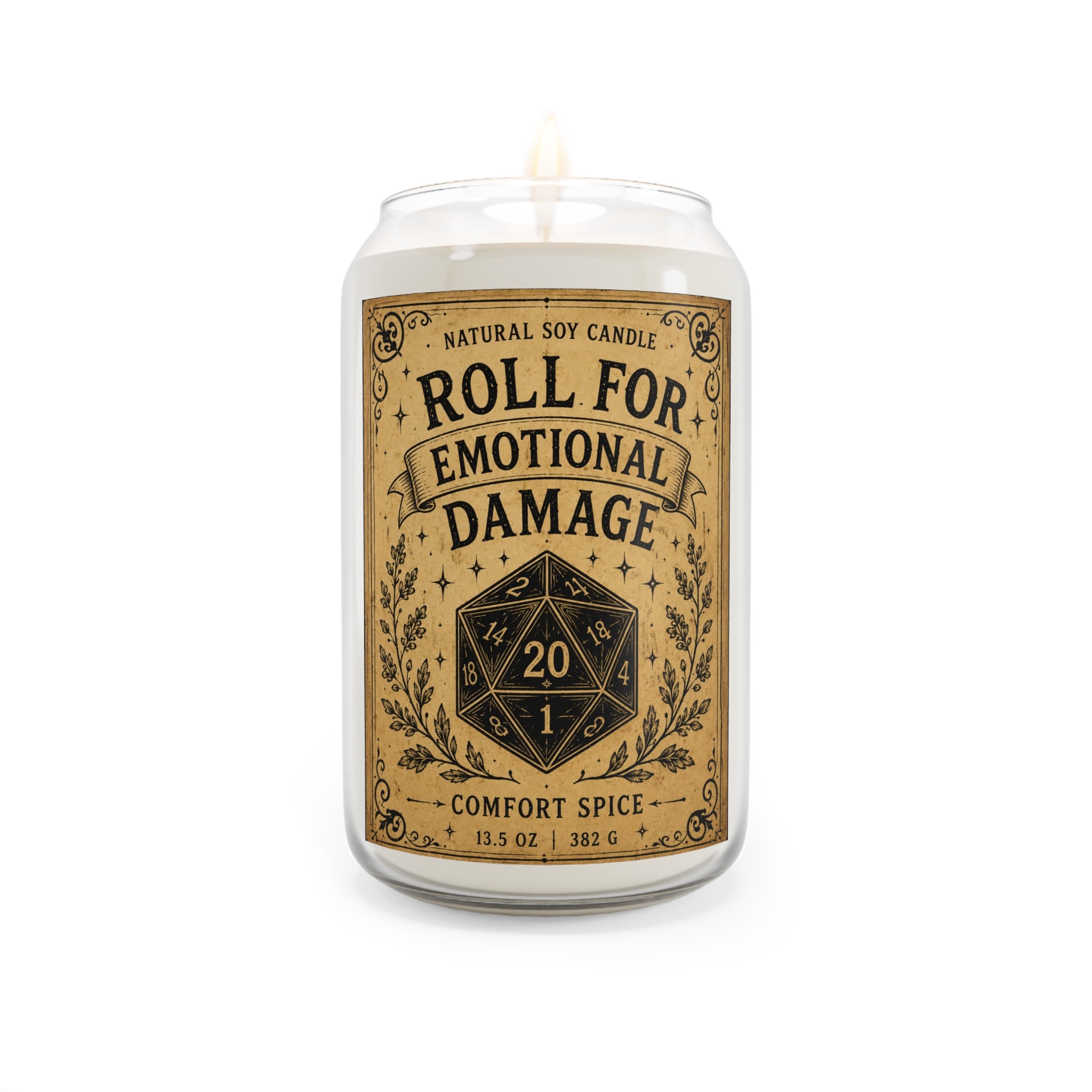 Soy Candle — "Roll for Emotional Damage" Comfort Spice Scent