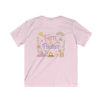 Kids Tee - "Fern & Flicker" Camping Nature Graphic Tee for Girls (Pastel Adventure, Deer & Campfire)