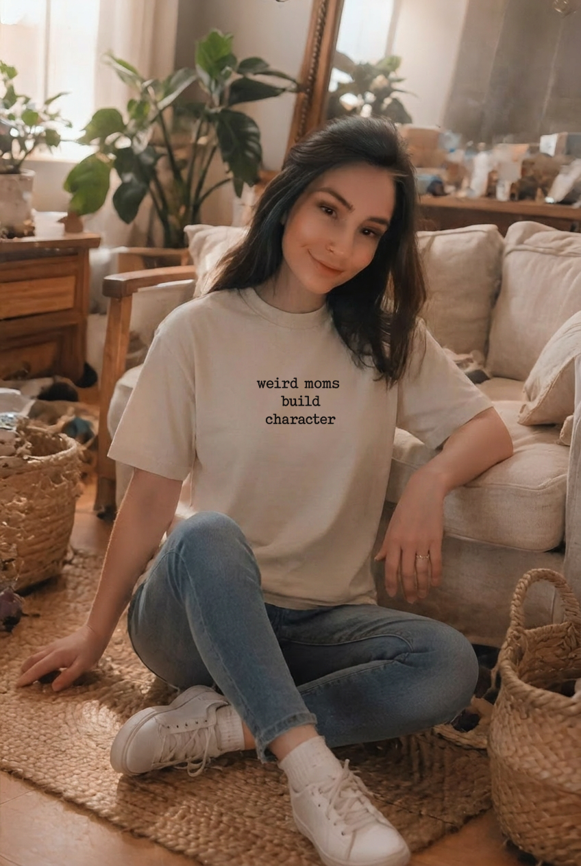 Weird Moms Build Character T-Shirt — Funny Mom Quote Graphic Tee