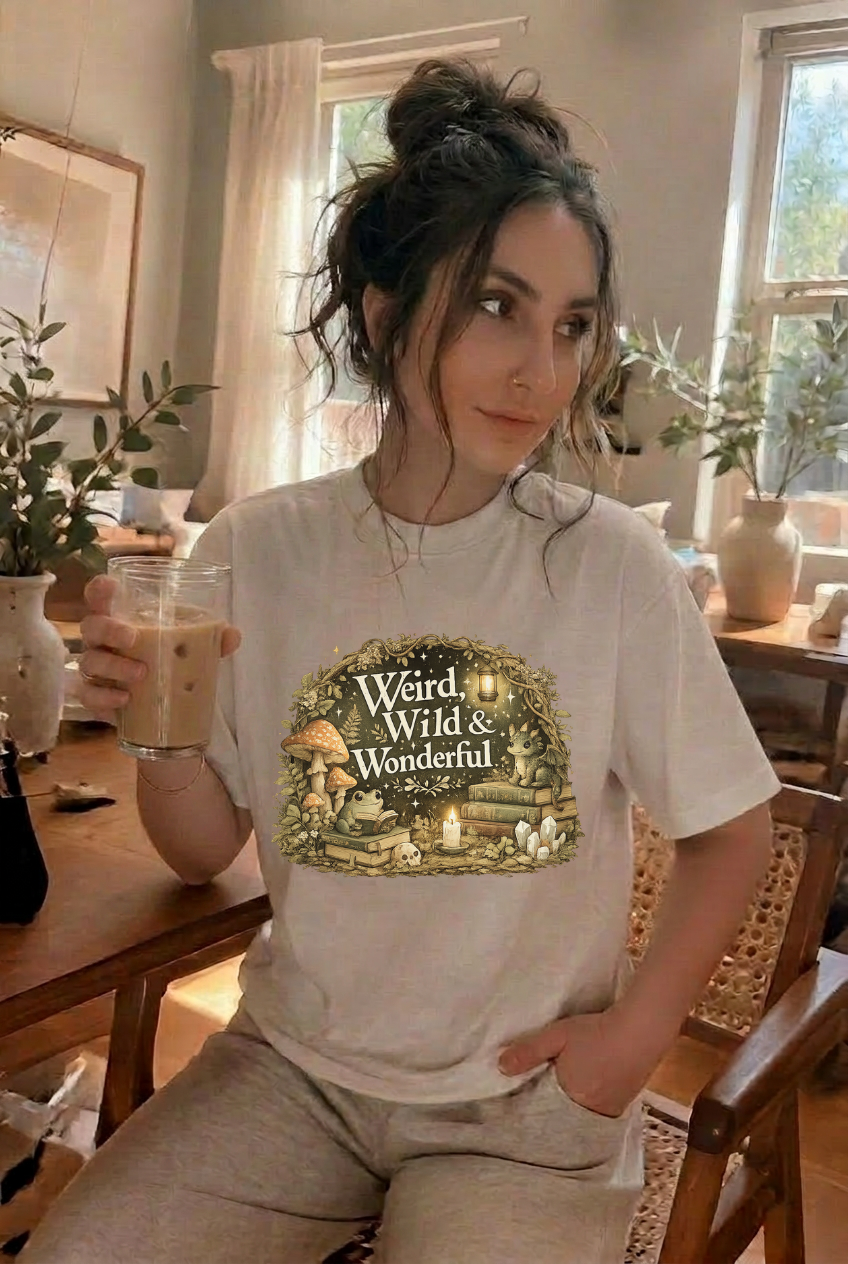 T-Shirt — "Weird, Wild & Wonderful" Cottagecore Mushroom Graphic