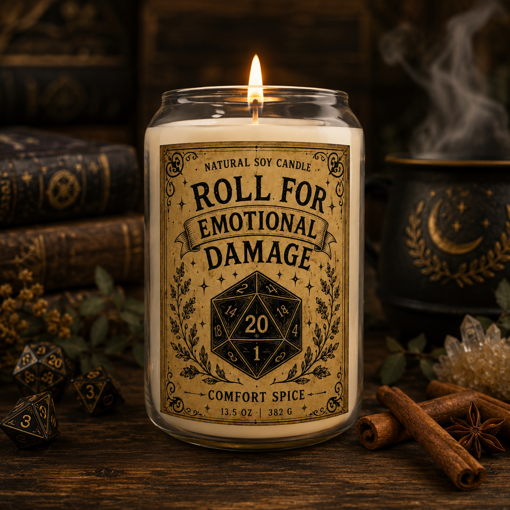 Soy Candle — "Roll for Emotional Damage" Comfort Spice Scent