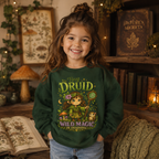 Youth Sweatshirt — 'Tiny Druid: Wild Magic in Training' Cute Fantasy Crewneck