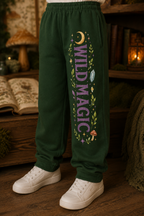 Youth Joggers — "Wild Magic" Floral Moon & Mushroom Graphic