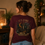 “It’s Fine I Have Inspiration” Sword & Books Fantasy Graphic T‑Shirt