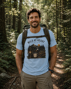 Wild At Heart T-Shirt — Mountain Sunset Adventure Tee ("Live Bold • Stay True")