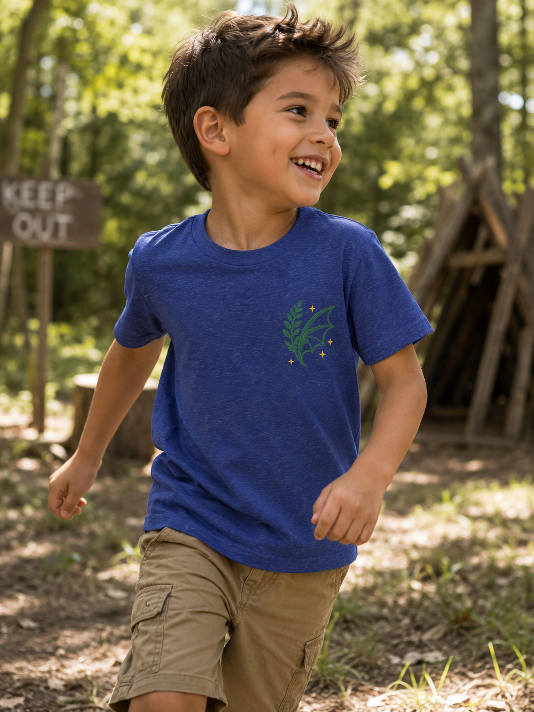 Fern & Flicker Camping Graphic Shirt (Cute Fox, Tent & Campfire Kids Tee)