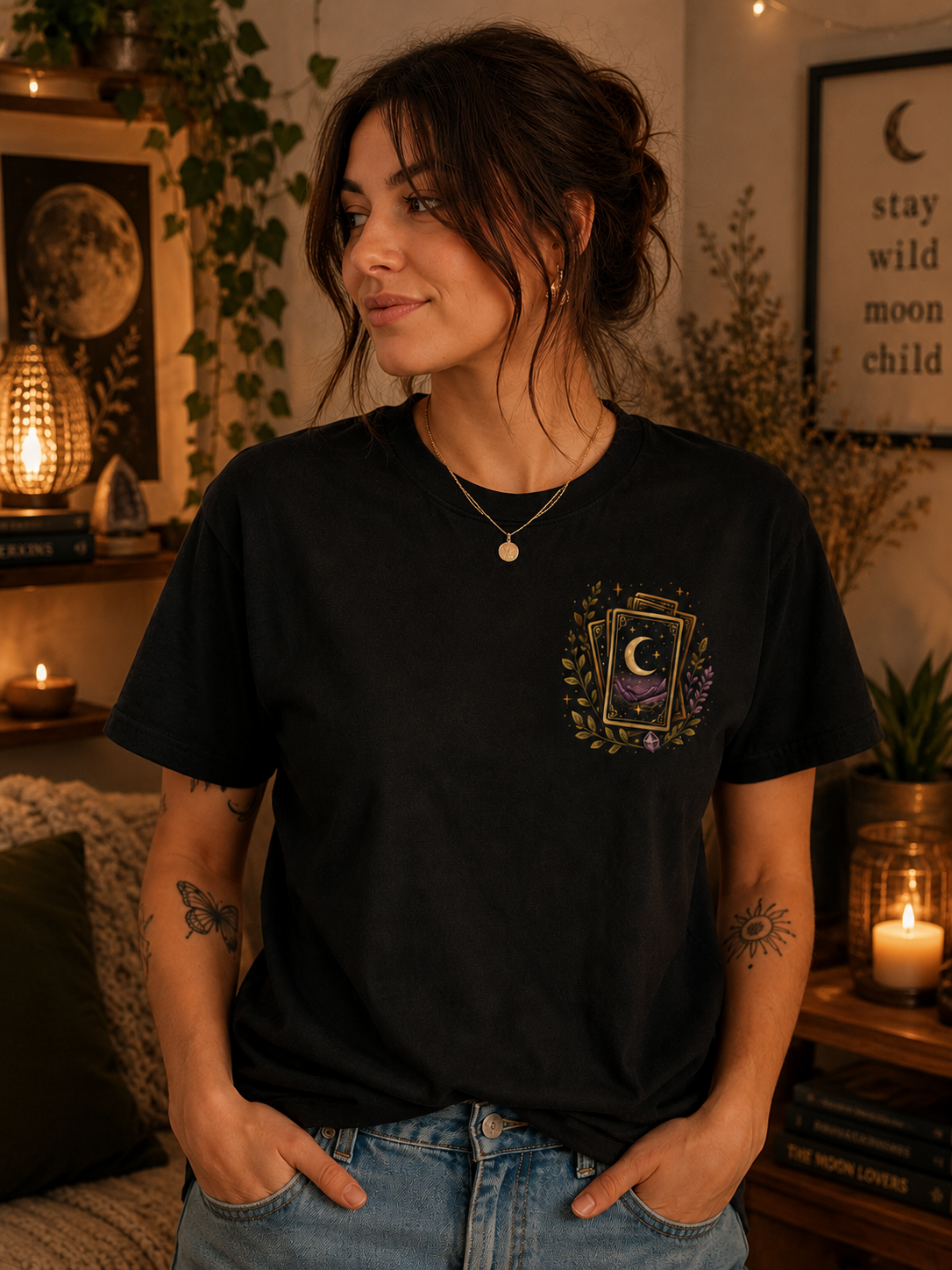 Mystic Moon T-Shirt — Celestial Card Graphic Tee