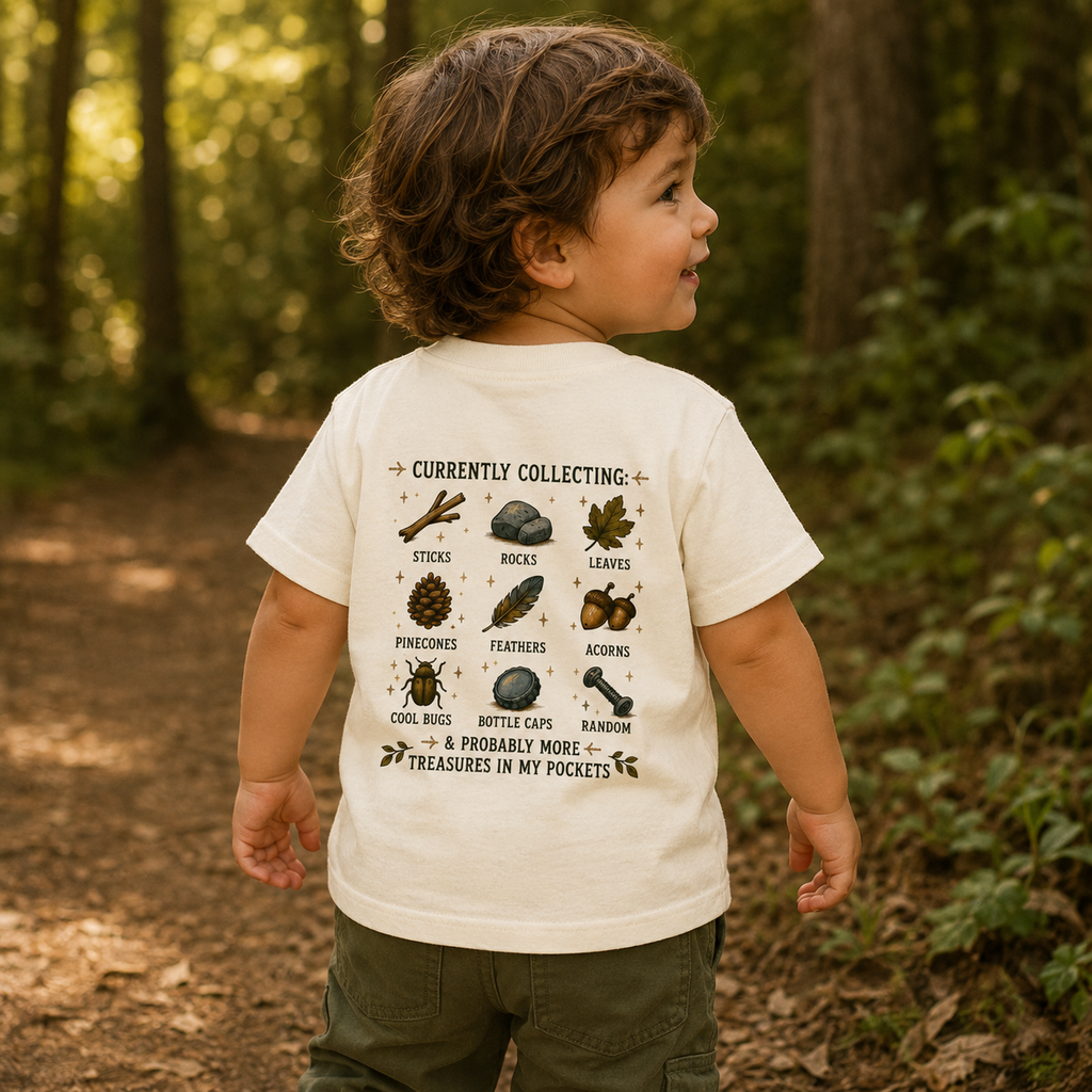 "Collecting Things I Definitely Need" Nature Explorer Shirt — Toddler Tee