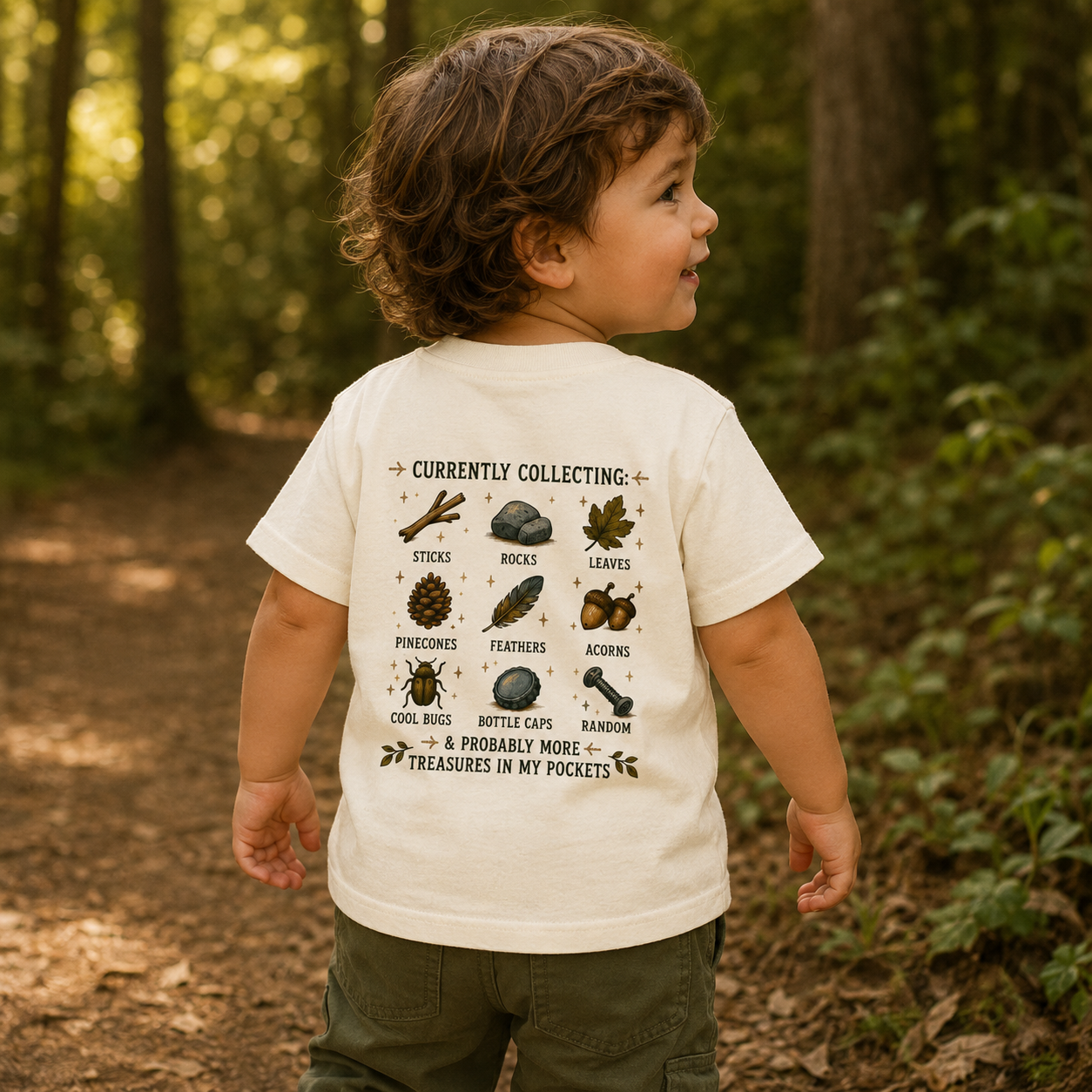 "Collecting Things I Definitely Need" Nature Explorer Shirt — Toddler Tee