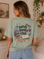 Colorful Nerdy Moms Club T-Shirt — Graphic "Raising Tiny Humans One Quest at a Time" Tee