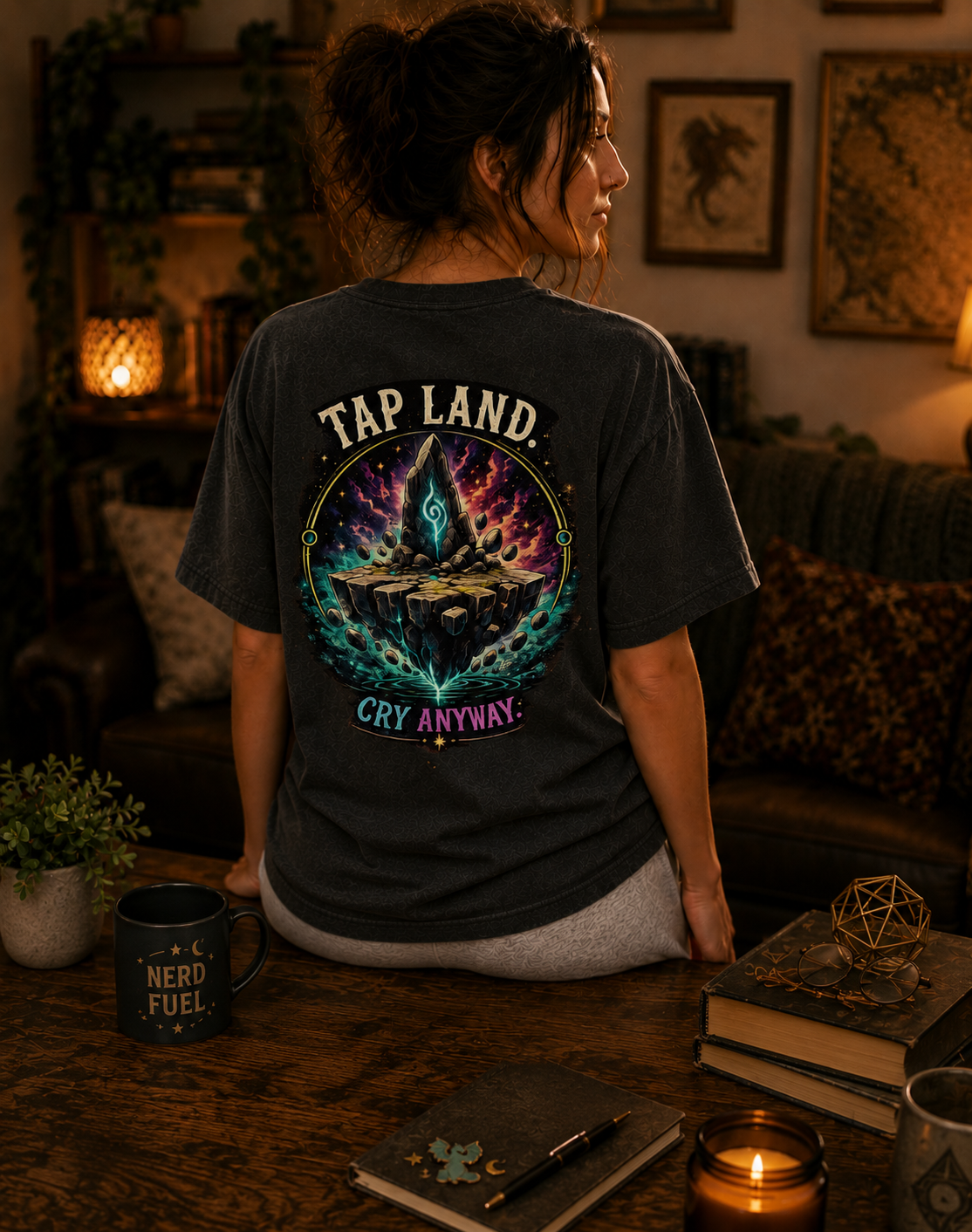 Tap Land and Cry Tee — Floating Island Colorful Graphic T-Shirt