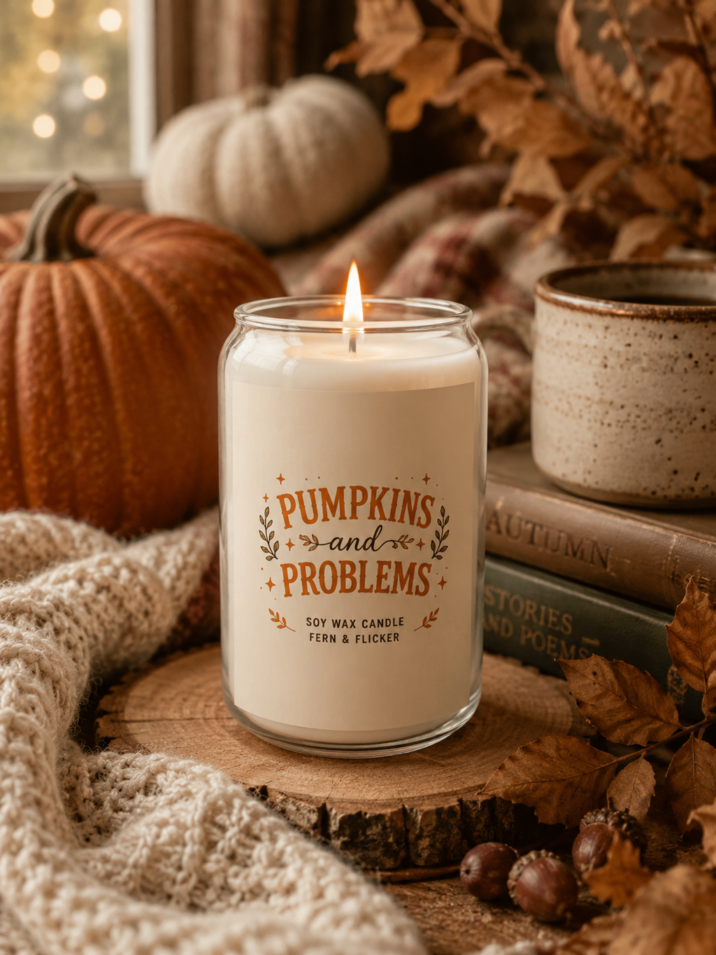 Pumpkins and Problems Witty Fall Soy Candle