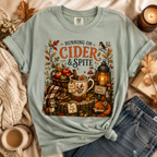 Running on Cider & Spite Funny Fall Aesthetic Tee