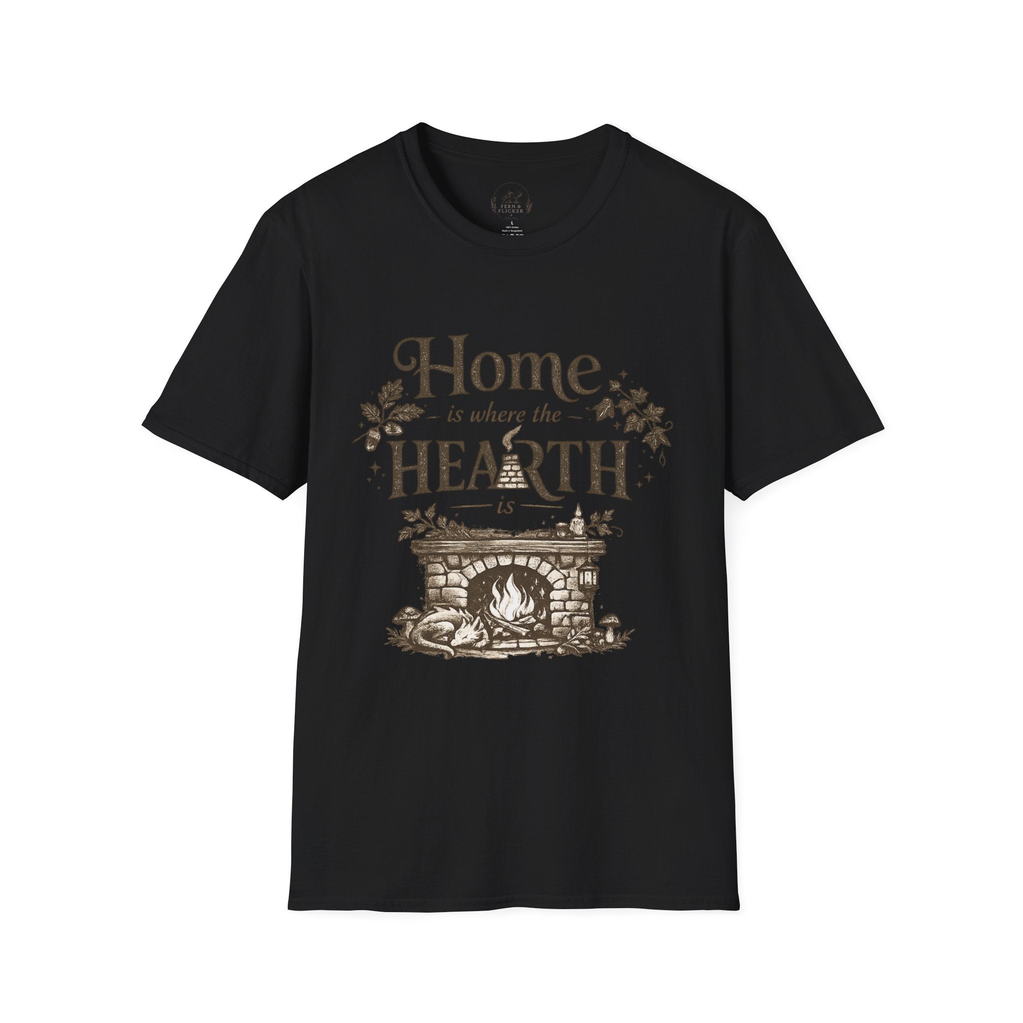 Hearth T-Shirt — "Home is Where the Hearth Is" Cozy Cottage Tee